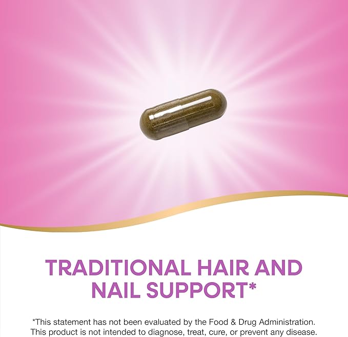 Nature's Way Horsetail Grass, Traditional Hair & Nail Support*, 440 mg per Serving, Non-GMO Project Verified, Vegan, 100 Capsules (Packaging May Vary)