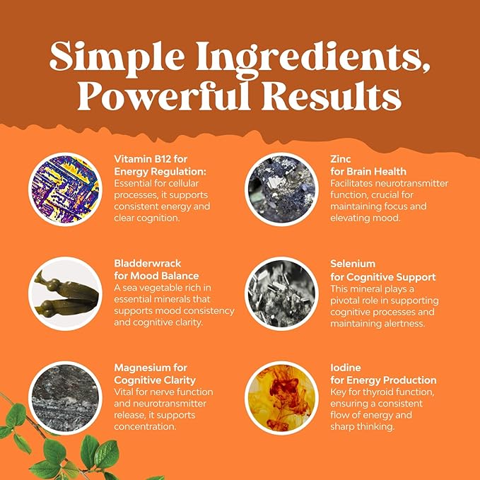 Herbal Thyroid Support Complex - Potent Kelp Iodine Supplement with L Tyrosine, Bladderwrack, Selenium & Pure Ashwagandha for Hormone Balance - Mood & Energy Dietary Pills - 60 Capsules