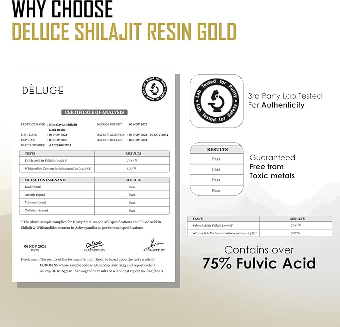 Pure Himalayan Shilajit Resin Gold (30g) | 600mg Premium Shilajit with KSM-66 Ashwagandha, Safed Musli, Gokshura | Boost Strength, Stamina & Immunity | Lab-Tested, Vegan, Gold Grade for Men & Women