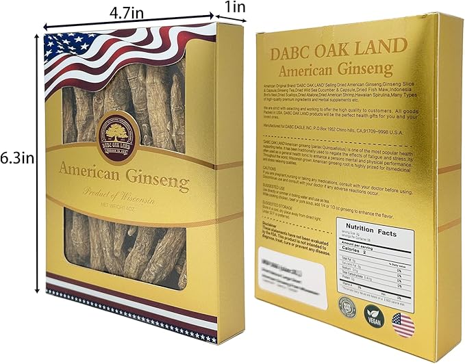 2 Boxes of American Ginseng Slices from Wisconsin,American Wisconsin Ginseng Slices Root for Tea, Energy for Men Women Mental Health Boosts Immunity, Gluten Free, Long Strip 2Boxes of 4oz, 8oz