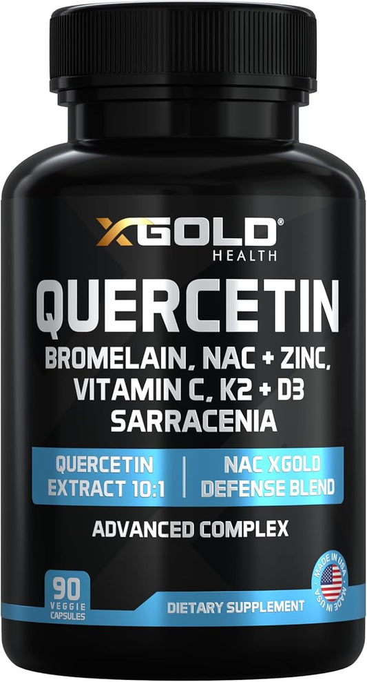 NAC Supplements 1,000 mg (N-Acetyl Cysteine), Sarracenia Purpurea, Quercetin 1,000 mg, Bromelain, Zinc, Vitamin D3 + K2, Turmeric, Elderberry, Vitamin C – Antioxidant & Immune Support – Made in USA