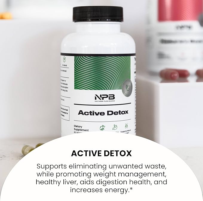 Nature's Pure Blend Active Detox Cleanse – Organic Turmeric Supplement with Apple Cider Vinegar for Digestive Support – Body Detox for Men to Promote Balance & Vitality – Green Tea & Milk Thistle