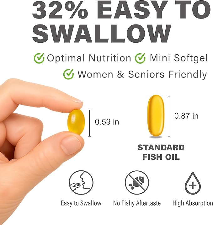 Lovita Omega-3 Fish Oil 2000mg, High Absorption rTG Form with EPA & DHA, 90% Omega-3, Burpless, Easy to Swallow, Supports Heart, Brain & Eye Health, 120 Enteric-Coated Softgels (Pack of 3)