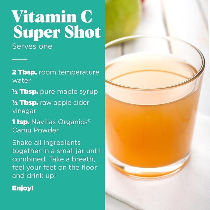 Navitas Organics Camu Powder – For Smoothies, Juices, Wellness Shots & More – Vitamin C, Antioxidants – Immune Support – USDA Organic, Non GMO, Kosher Gluten Free, Vegan (4oz. Bag, 4 Servings)