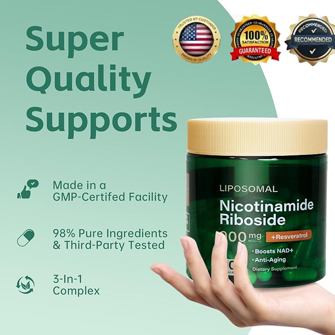 NAD Resveratrol Supplement Plus Extra Strength, Nicotinamide Riboside NR 900mg for Women & Men, NAD Supplement NMN Alternative– Liposomal Formula for Energy, Anti-Aging