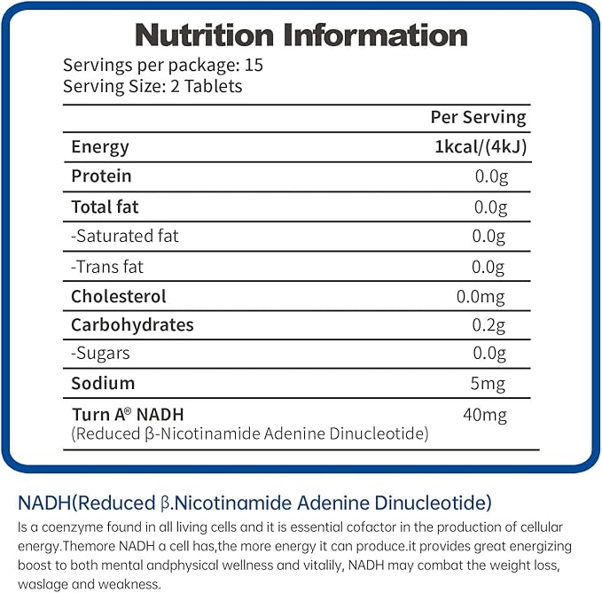 CELFULL NADH Supplement 40mg Enchance NAD+ Supplement for Immune Support Anti-Aging Cell Regeneration Energy & Chronic Fatigue Supplements