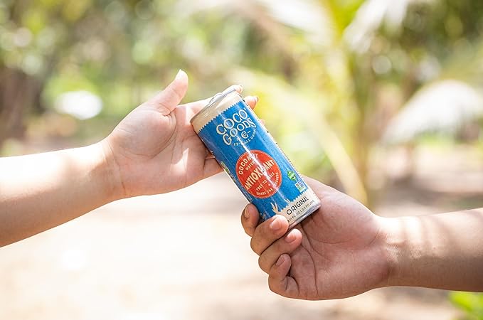 CocoGoodsCo Antioxidant Drink with Coconut Water, Original – 35mg Natural Caffeine, 0g Sugar, Naturally Sweetened, 10 Calories, with Green Coffee & Vitamin E – 8.11 fl oz Cans (12 Pack)