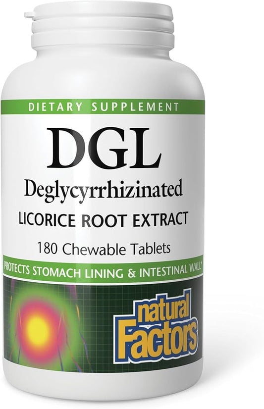 Natural Factors Chewable DGL 400 mg, Licorice Extract for Healthy Digest, 180 Chewable Tablets