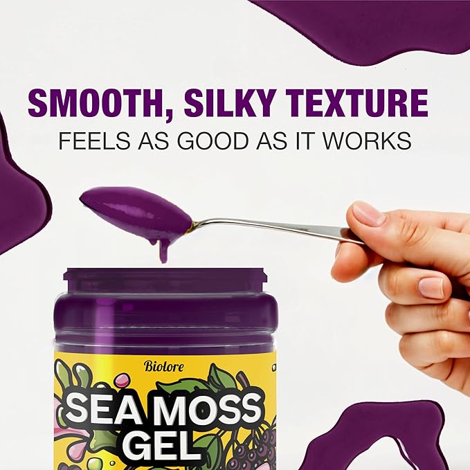 Biolore Sea Moss Gel Elderberry Made in USA Raw Wildcrafted Irish Seamoss Essential Vitamins Trace Minerals Vegan Superfood, Jam, Jelly & Sweet Spread Gifts (Elderberry 8OZ)