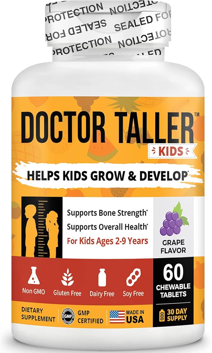 NuBest Doctor Taller Kids - Healthy Bone Strength Support with Multivitamins & Multiminerals for Kids Ages 2 to 9 - Support Bone Growth & Stay Stronger - Grape Flavor - 120 Chewable Tablets | Pack 2