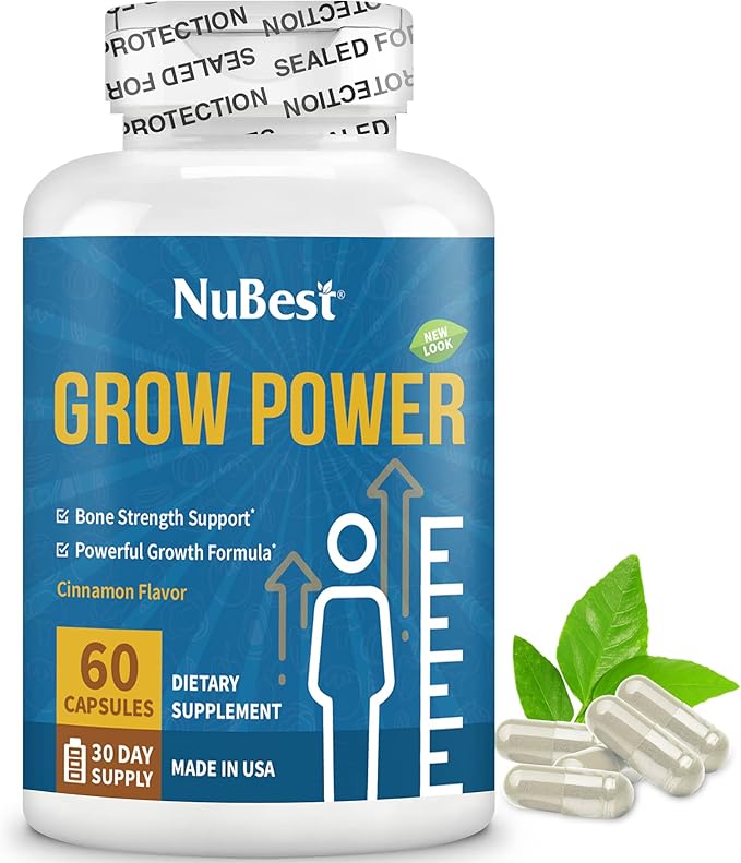 NuBest Grow Power - Powerful Bone Strength Formula for Children (10+) & Teens - Supports Healthy Bone Health, Overall Health with Calcium, Vitamin D3, Phosphorus, Magnesium & More - 12 Pack