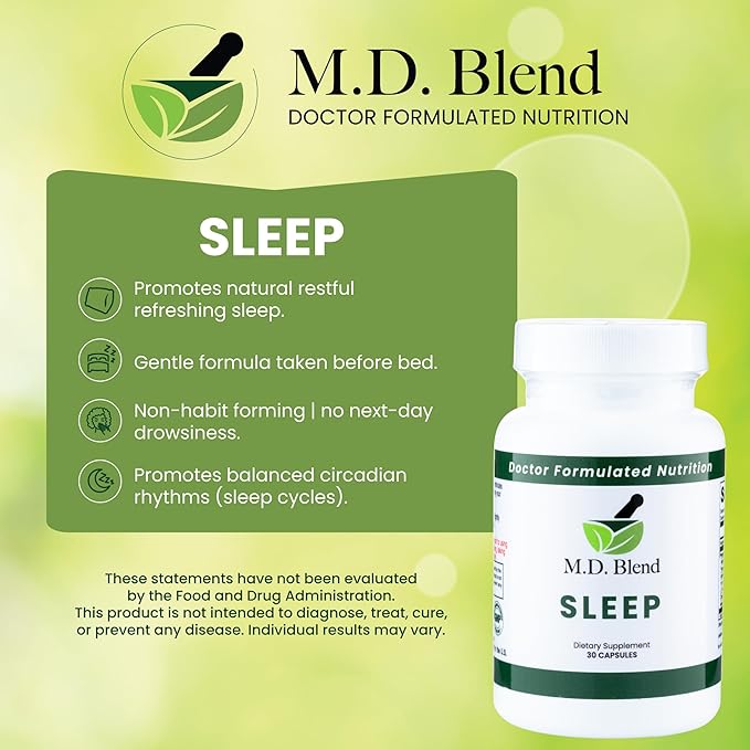 Sleep - Natural Supplement with L-Theanine, Ashwagandha, Magnesium, Valerian Root, Melatonin - Non-Habit Forming Formula for Deep Sleep & Rejuvenating Rest - 60 Capsules