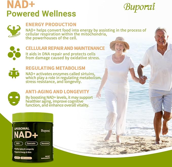 NAD Supplement 900mg with Resveratrol & Quercetin, NAD Supplement for Anti-Aging, Cellular Energy & Repair-100 Capsules