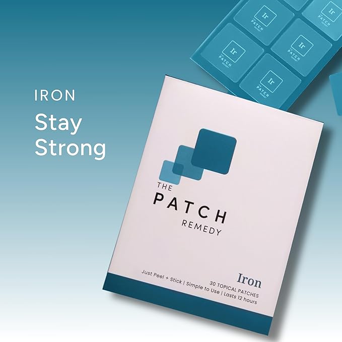 Iron Patch | Iron Bisglycinate, Vitamin C, Vitamin B9 (Methylfolate), Vitamin B12, Beta-Carotene, Astaxanthin | 30 Patches