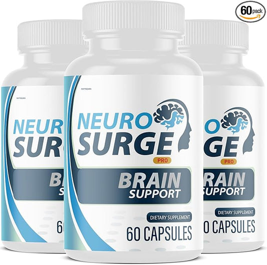 Neuro Surge Pro Brain Support Supplement, 60 Capsules, with Vitamins B6, D3, E, Selenium, L-Glutamine (3)