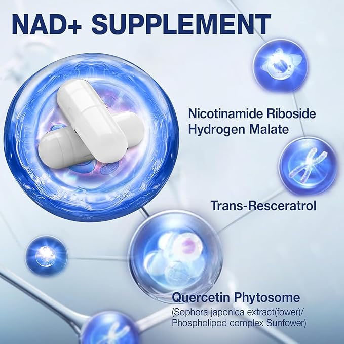 NAD+ Supplement - NAD Nicotinamide Riboside Resveratrol NAD Supplement 1000mg Pure Organic for Women and Men Anti-Aging, Energy, Focus, 160 Capsules