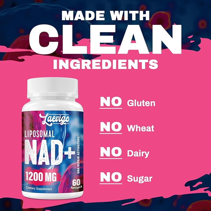 Liposomal NAD+ Supplement 1200mg High Absorption, Cellular Energy & Mitochondrial Support, NAD Plus for Longevity & Vitality, Anti-Aging Formula, 60 Softgels