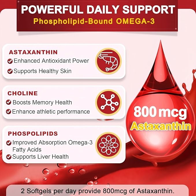 NATURE TARGET Krill Oil 2000 mg with Omega-3 EPA & DHA with Astaxanthin Supplement, Choline - Supports Heart, Brain, Join, Eye Health, Non-GMO, Gluten Free, 120 Softgels (60 Servings)