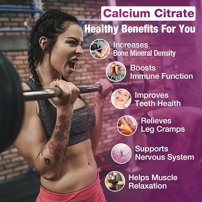 Calcium Citrate Gummies - 1000mg per Serving - Supports Bone & Teeth Health with Vitamin D3 & K2 - Delicious Peach Flavor - Non-GMO, Gluten-Free - 60 Gummies