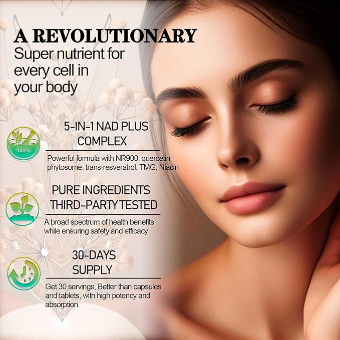 NAD Supplements for Women & Men, Liposomal NAD Nicotinamide Riboside Resveratrol 900mg, TMG, Quercetin, Vitamin B3, Organic Liquid NAD Resveratrol Supplement for Longevity, Energy, Anti-Aging, Focus