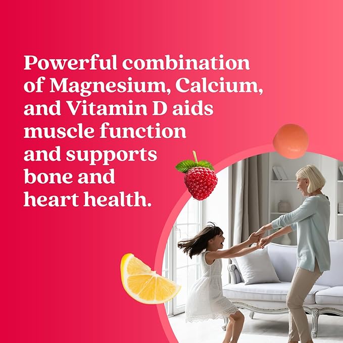 BeLive Magnesium Citrate Gummies with Calcium and Zinc for Adults and Kids - High Absorption Magnesium Supplement for Cognitive, Bone, Muscle and Nerve Health - Raspberry Lemonade - 60 Count