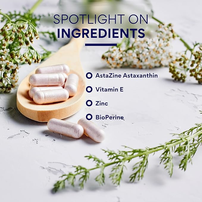 Research Verified Astaxanthin - Powerful Antioxidant, Fights Free Radicals, Supports Skin, Brain, Eyes, and Heart - Zinc RDA, Vitamin E, BioPerine - 30 Capsules - Non-GMO, Made in The USA