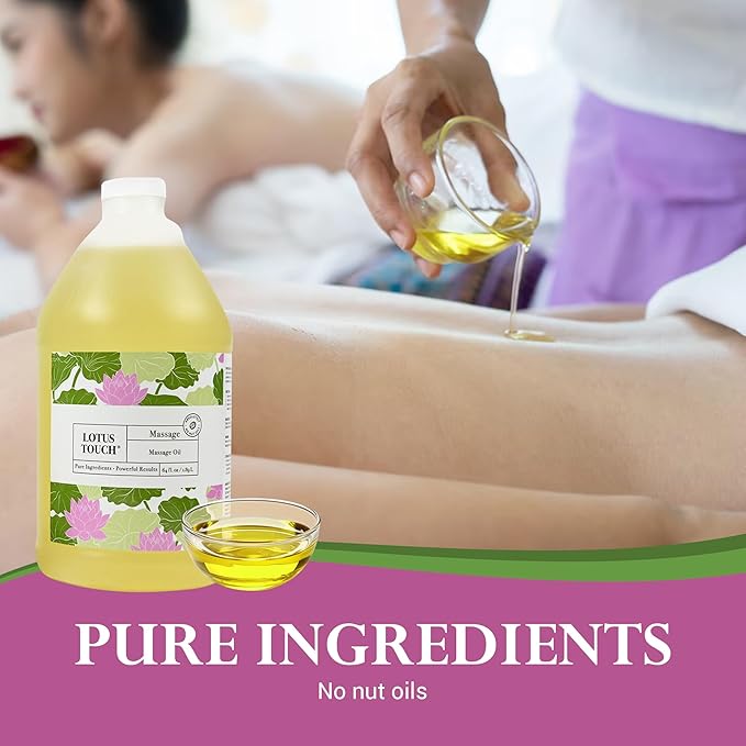 Organic Naturals Massage Oil by Lotus Touch - 100% Certified Organic - High Glide, Easy Workability - Pure Flax Seed, Olive Oil, Jojoba Oil, Shea Butter, Vitamin E Nourish and Protect Skin 1/2 Gallon