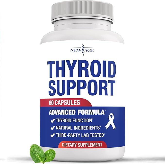 Thyroid Support Supplement for Women & Men with Iodine, B12, Zinc, Selenium, Ashwagandha, Bladderwrack, Turmeric, Schisandra - Non-GMO, Vegetarian - 60 Count