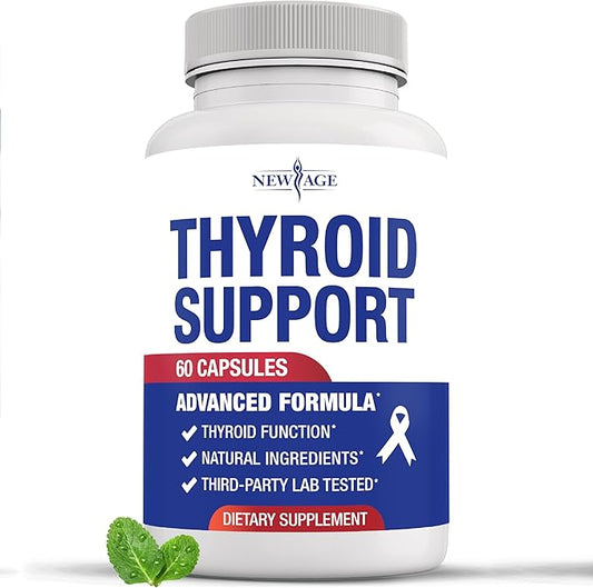 Thyroid Support Supplement for Women & Men with Iodine, B12, Zinc, Selenium, Ashwagandha, Bladderwrack, Turmeric, Schisandra - Non-GMO, Vegetarian - 60 Count