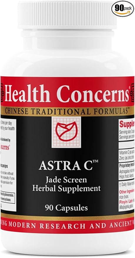Health Concerns Astra C – Immune Support, Cold Prevention & Antioxidant Formula – Vitamin C, Zinc, Astragalus, Atractylodes, Rose HIPS & Acerola – Natural Chinese Herbal Supplement – 90 Capsules