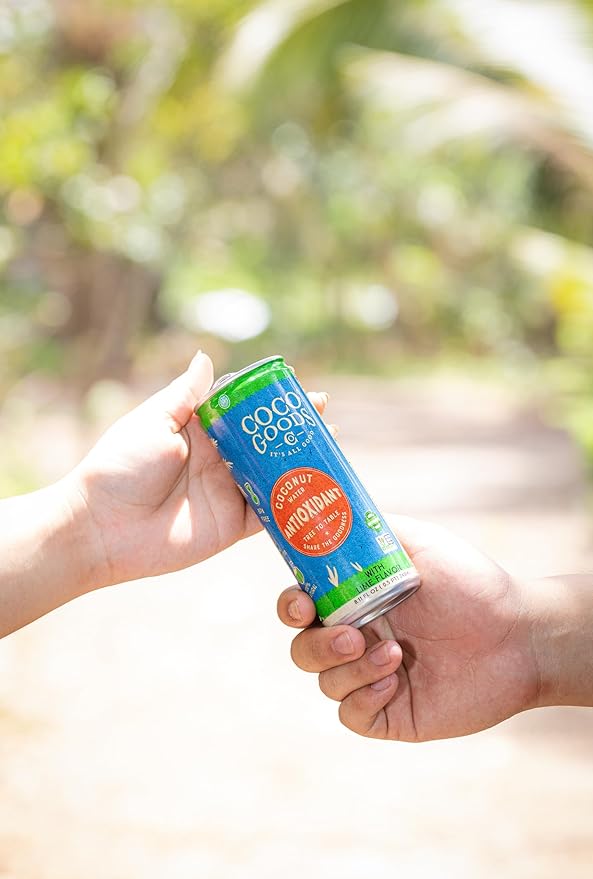 CocoGoodsCo Antioxidant Drink with Coconut Water, Lime – 35mg Natural Caffeine, 0g Sugar, Naturally Sweetened, 10 Calories, with Green Coffee & Vitamin E – 8.11 fl oz Cans (12 Pack)
