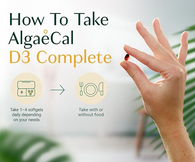 ALGAECAL 4-in-1 Vitamin D3 K2 Complete - ADK Vitamin Supplement, Enhanced Immune Support & Bone Health with D3 K2, A, & E - Whole Body Wellness & Bone Strength, 60 Easy-Swallow Softgels, Made in USA