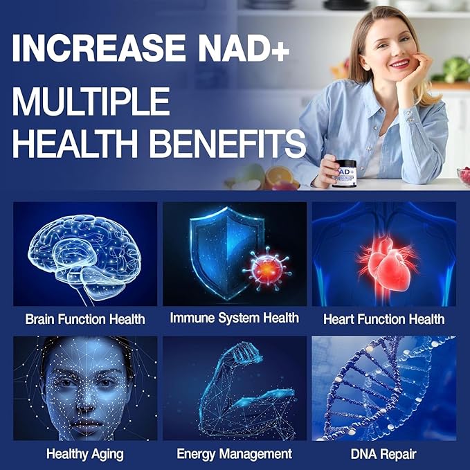 NAD+ Supplement - NAD Nicotinamide Riboside Resveratrol NAD Supplement 1000mg Pure Organic for Women and Men Anti-Aging, Energy, Focus, 160 Capsules