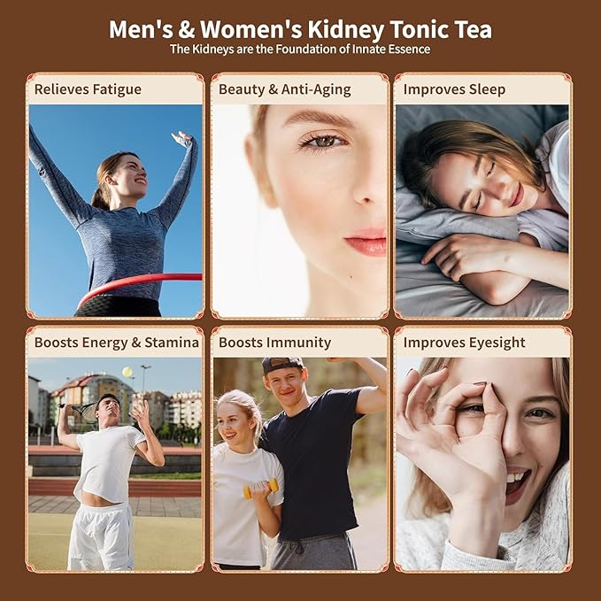 Ginseng Five Treasures Tea, Traditional Chinese Herbal Tea, Natural Organic Kidney Cleanse Detox Tea for Women & Men, 7 Precious Ingredients Formula(3 Pack/75 Bags)
