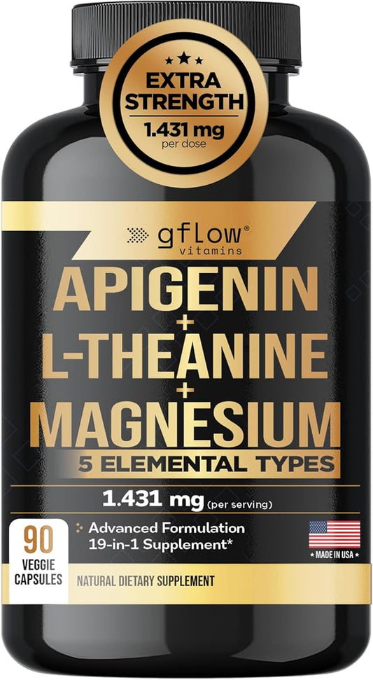 Magnesium Glycinate Complex with 19 in 1 Vital nutrients - Magnesium Oxide Malate Taurate Citrate L Theanine, Ashwagandha L Tryptophan 5-HTP GABA Phosphatidyl Serine, Chamomile