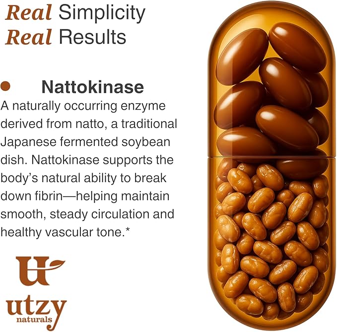 Nattokinase | 2000 FU per Serving from Japanese Natto | for Cardiovascular and Circulatory Support | 60 Softgels