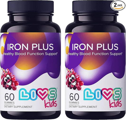 Kids Iron Gummies with Vitamin C for Children | Chewable Iron Supplement as Gummy with Vitamin B12, B6, Folate & More | Energy Support for Kids, Non GMO & Gluten Free | 20mg Irons/Dose –120 Count