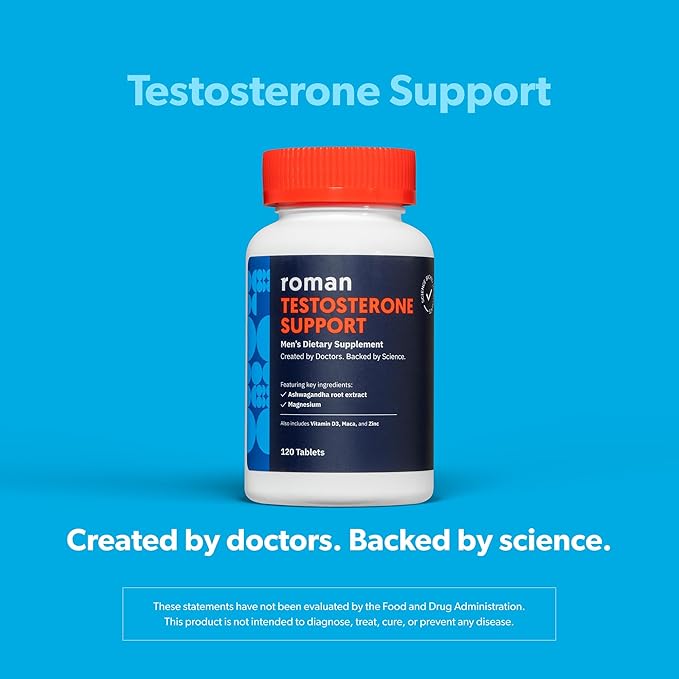Ro Testosterone Support | Daily Nutritional Supplement with Ashwagandha & Magnesium | (120 Tablets)