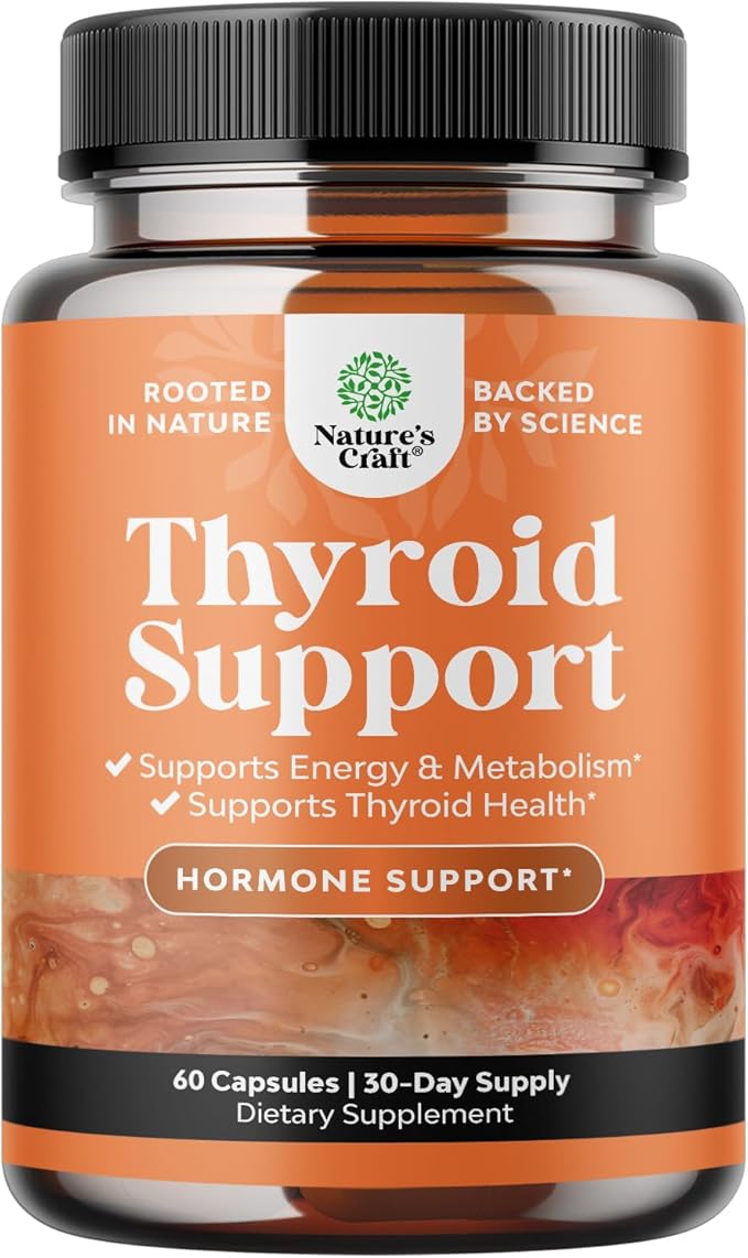 Herbal Thyroid Support Complex - Potent Kelp Iodine Supplement with L Tyrosine, Bladderwrack, Selenium & Pure Ashwagandha for Hormone Balance - Mood & Energy Dietary Pills - 60 Capsules