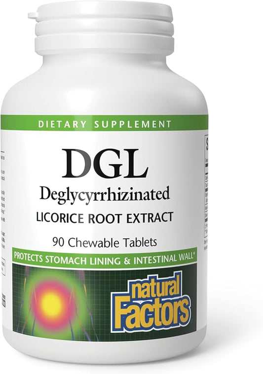 Natural Factors Chewable DGL 400 mg, Licorice Extract for Healthy Digest, 90 Chewable Tablets