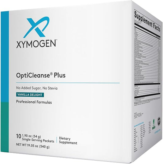 XYMOGEN OptiCleanse Plus - Vegan Protein Shake with Vitamins, Minerals & Amino Acids to Support Detox - Energy, Liver Detox + Healthy Hormone Metabolism Support - Vanilla Delight (10 Packets)