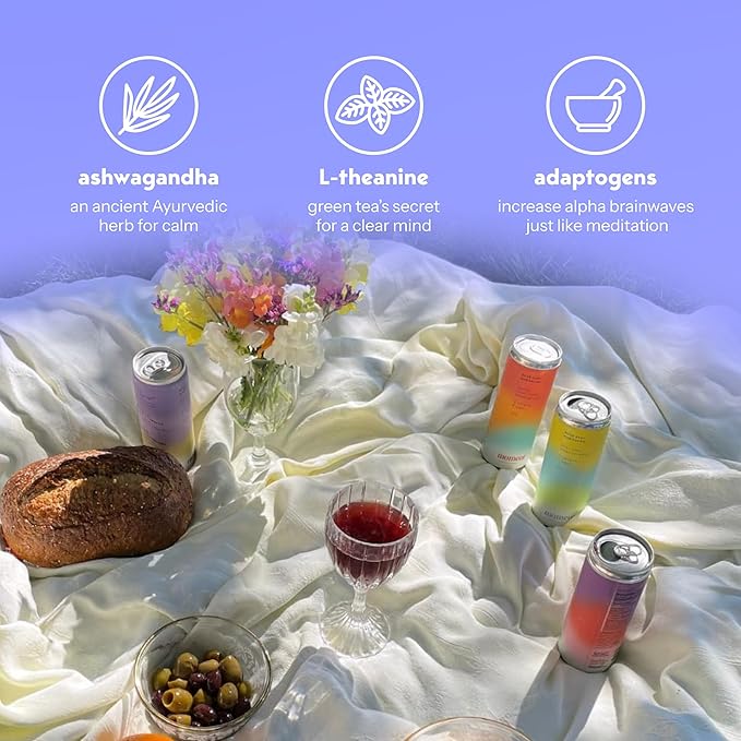 Moment Botanical Soda Soft Drink (Shark Tank) - SPARKLING Drinks | Berry Blast | L-Theanine & Ashwagandha for Calm & Clarity | 0 Added Sugar 0 Caffeine | 12-pack