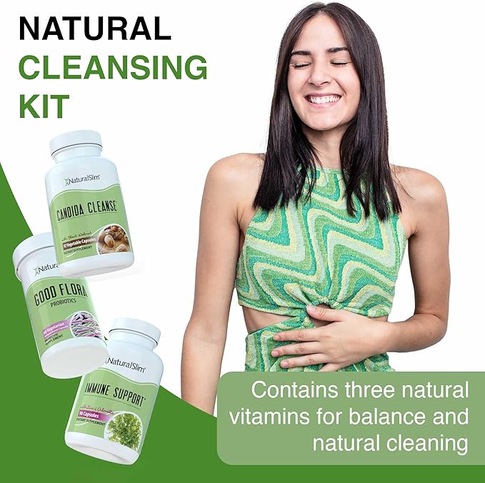 NaturalSlim Candida Cleanse Support Supplements Bundle - Candiseptic Kit Anti Overgrowth, Gut & Colon Cleansing Capsules - Formulated by Frank Suarez (1 Pack)