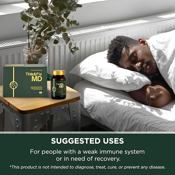 Thik&Fix MD Immune Support Supplement with Natural Herbs, Ginseng Extract & Reishi Mushroom, Supports Overall Wellness & Energy Levels, for Men & Women, 60 Softgels.