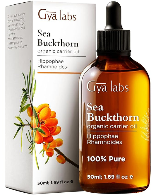 Gya Labs Organic Sea Buckthorn Oil - 100% Pure Natural Sea Buckthorn Carrier Oil for Skin, Face, Nails & Hair - Soothing & Moisturizing (1.69 Fl Oz)