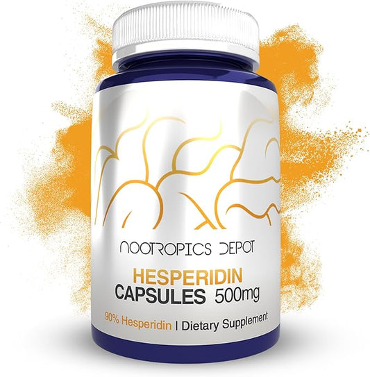 Nootropics Depot Hesperidin Capsules | 500mg | 60 Count | 90% Extract | Citrus aurantium | Supports Metabolic Function + Cardiovascular Health
