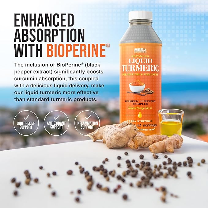 Advanced Liquid Turmeric – High Absorption Curcumin with Black Pepper & Vitamin D3 for Maximum Bioavailability – Joint, Inflammation & Immune Support – 20 fl oz