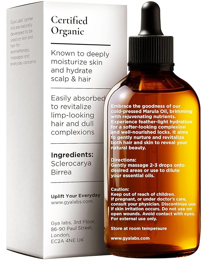 Gya Labs Organic Marula Oil for Skin - 100% Pure Natural Unrefined Marula Carrier Oil for Hair, Face, Nails, Massage & Hair (1 Fl Oz)