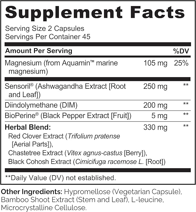 NATURELO Menopause Supplements for Women, Herbal Blend with Black Cohosh for Menopause Hot Flashes Advanced Estrogen Multi-Symptom Formula 90 Capsules (Pack of 2)
