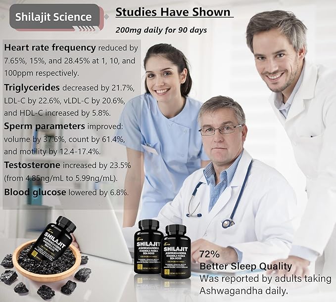 Shilajit 9-in-1 Capsules – Organic Himalayan Complex with Ashwagandha, Sea Moss, Turmeric & More – Vegan, Lab-Tested, Immune & Energy Support for Men & Women – 90 Capsules